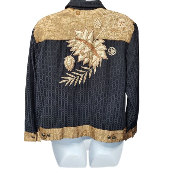 Alex Kim Embroidered Brocade Artsy Button Jacket Womens S Mature Office - Picture 11 of 16